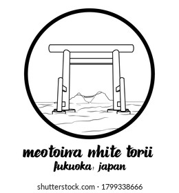 Circle icon line Meotoiwa White Torii. vector illustration