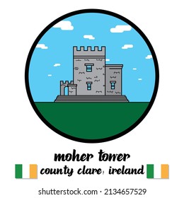 Circle Icon line Moher Tower. ilustración vectorial