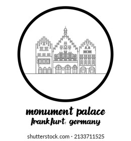 Circle Icon line Monument Palace. vector illustration