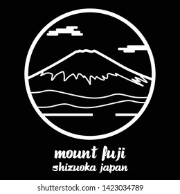 Circle icon line mount fuji. vector illustration