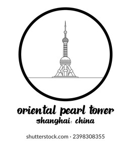 Línea de icono circular Torre Perla Oriental. ilustración vectorial
