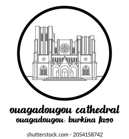 Circle Icon line Ouagadougou Cathedra. Vector illustration