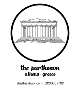 Circle Icon Linie The Parthenon. Vektorgrafik