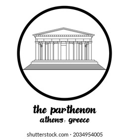 Circle icon line The Parthenon. Vector illustration