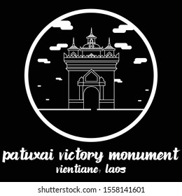 circle icon line Patuxai Victory Monument. vector illustration