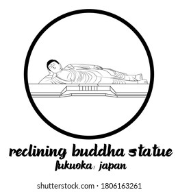 Circle icon line Reclining Buddha statue. Vector illustration