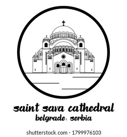 Circle icon line  Saint Sava Cathedral. vector illustration