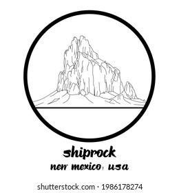 Circle Icon line Ship Rock. icon vector illustration