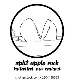 Circle Icon line Split Apple Rock. Vector Illustration
