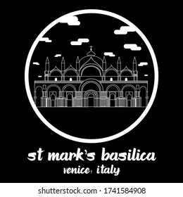 Circle Icon line St Mark’s Basilica. Vector illustration