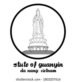 Circle icon line Stute of Guanyin. vector illustration