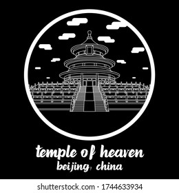 Circle Icon line Temple of Heaven. Vector illustration