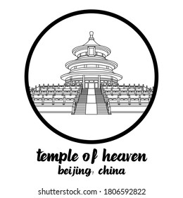 Circle Icon line Temple of Heaven. Vector illustration