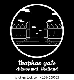 Circle icon line Thaphae Gate. Vector illustration