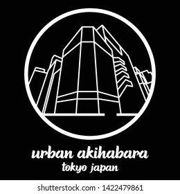 Circle icon line urban Akihabara. vector illustration