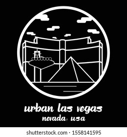 Circle icon line Urban Las Vegas. vector illustration