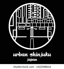 Circle icon line urban shinjuku. vector illustration