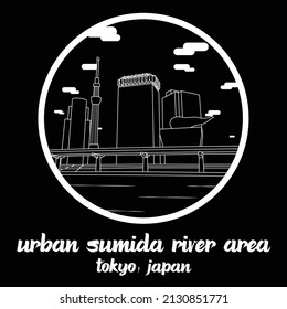 Circle Icon line Urban Sumida River Area. vector illustration