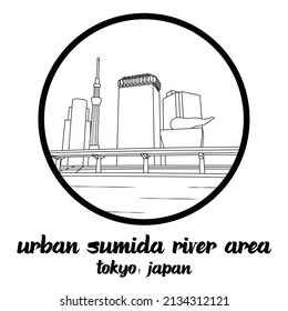 Circle Icon line Urban Sumida River Area. vector illustration