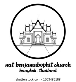 Circle icon line Wat Benjamabophit church. vector illustration