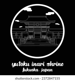 Circle Icon line Yutoku Inari Shrine. vector illustration