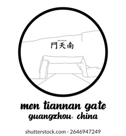 Circle Icon Men Tiannan Gate. Vector Illustration