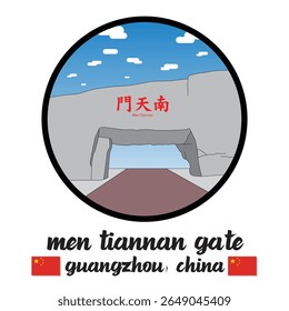 Circle Icon Men Tiannan Gate. Vector Illustration