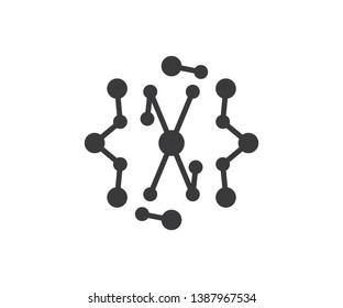 Circle icon molecule abstract line art