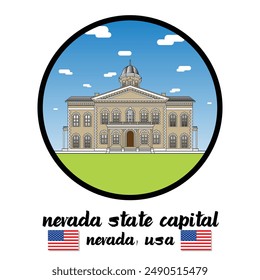 Circle Icon Nevada State Capital. Vector illustration
