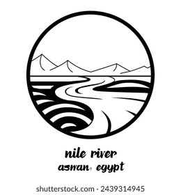 Circle Icon Nile River. Vector illustration