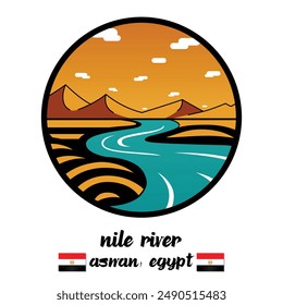 Circle Icon Nile River. Vector illustration
