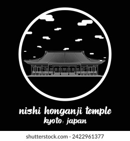 Circle Icon Nishi Honganji Temple. Vector illustration