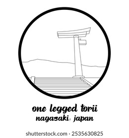 Circle Icon One Legged Torii. Ilustración vectorial