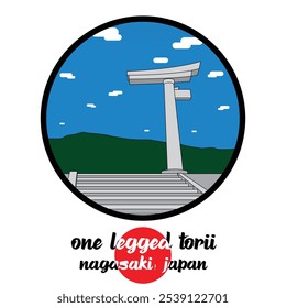 Kreissymbol einbeiniges Torii. Vektorgrafik
