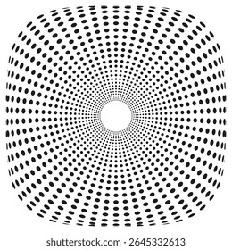 Circle icon pattern. Radiant dot symbol. Concentric ring Vector. Black minimal design.