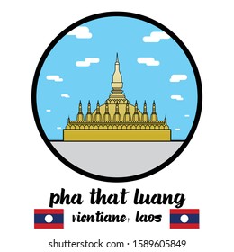 circle icon Pha That Luang. vector illustration