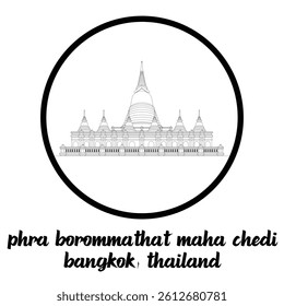 Circle Icon Phra Borommathat Maha Chedi. Vector illustration

