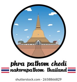 Ícone Phra Pathom Chedi. Ilustração vetorial