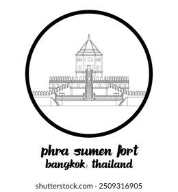 Icono de círculo Phra Sumen Fort. Ilustración vectorial