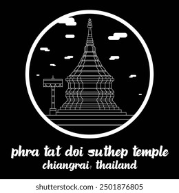 Circle Icon Phra Tat Doi Suthep Temple. Vector illustration