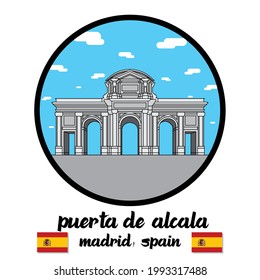 Circle Icon Puerta de Alcala. icon vector illustration 