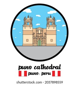 Icono del círculo Catedral de Puno. Ilustración del vector