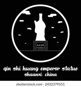 Circle Icon Qin Shi Huang Emperor Statue. Vector illustration