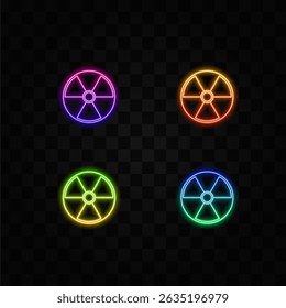 Circle icon - radioactive symbol. neon style.