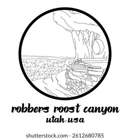Circle Icon Robbers Roost Canyon. Vector illustration

