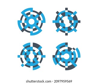 Circle Icon Round Abstract Symbol Spherical Net Application Modern Line Molecule