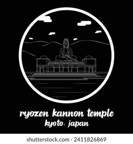 Circle Icon Ryozen Kannon Temple. vector illustration