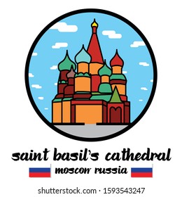 Circle Icon Saint Basil’s Cathedral. vector illustration
