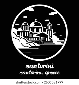 Circle Icon Santorini. Vector illustration