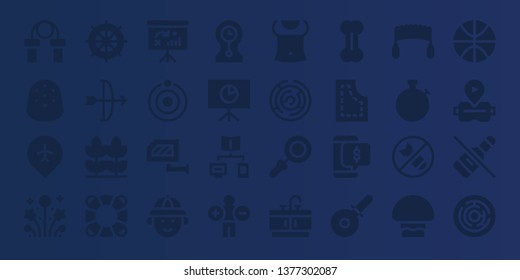 circle icon set. 32 filled circle icons. on blue background style Simple modern icons about  - Jumping rope, Gumdrop, Pin, Fireworks, Wheel, Arc, Wheat, Lifesaver, Dashboard, Atom